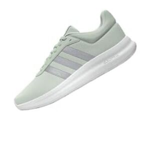 Adidas Women's Lite Racer 4.0 Cloudfoam Linen Green and Silver Sneakers